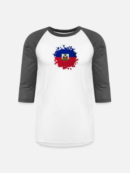 Haiti flags blob - Unisex Baseball T-Shirt - white/charcoal