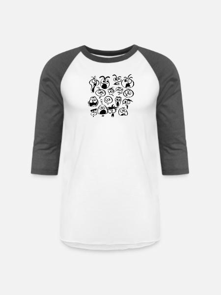 Funny Faces - Unisex Baseball T-Shirt - white/charcoal
