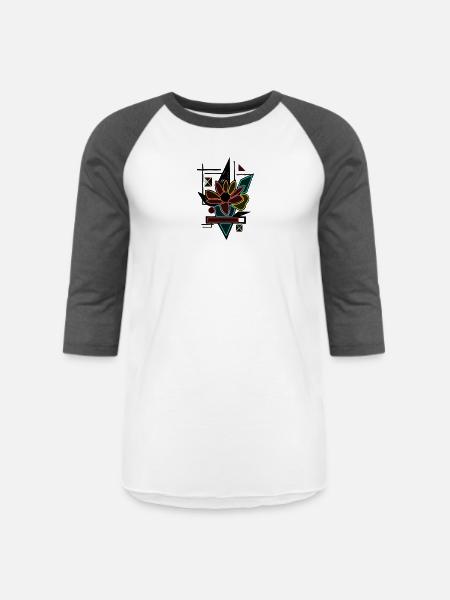 Unique flower design - Unisex Baseball T-Shirt - white/charcoal