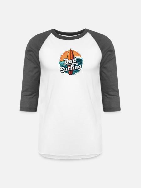 Dad Who Loves Surfing - Unisex Baseball T-Shirt - white/charcoal