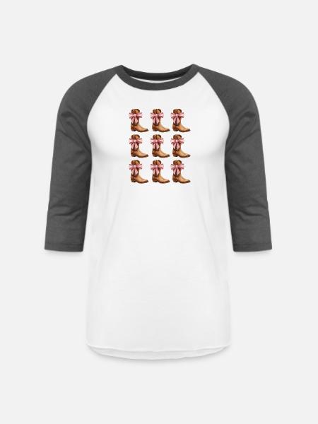 Cowgirl Boots and Pink Bows Rodeo - Unisex Baseball T-Shirt - white/charcoal
