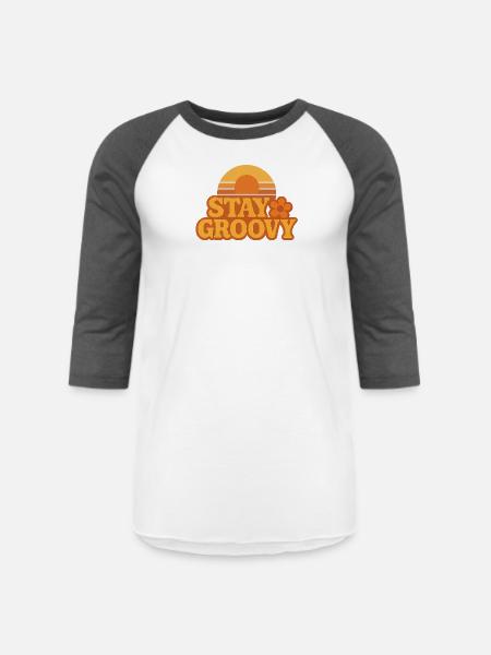 Retro Sunset Stay Groovy Graphic - Unisex Baseball T-Shirt - white/charcoal