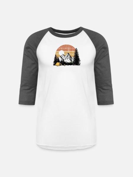Sunset Camp Silhouette - Unisex Baseball T-Shirt - white/charcoal