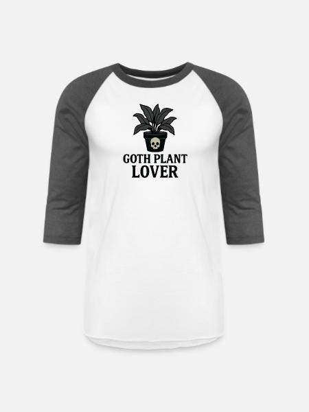 Goth Plant Skull Design - Unisex Baseball T-Shirt - white/charcoal