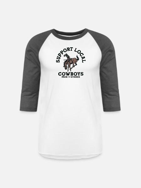 Soutenez les cow-boys locaux - T-shirt de baseball unisexe - blac/charbon