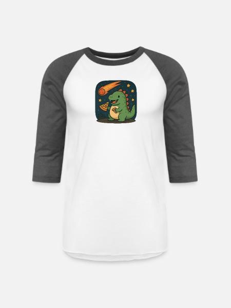 Dinosaur Space Adventure Design - Unisex Baseball T-Shirt - white/charcoal