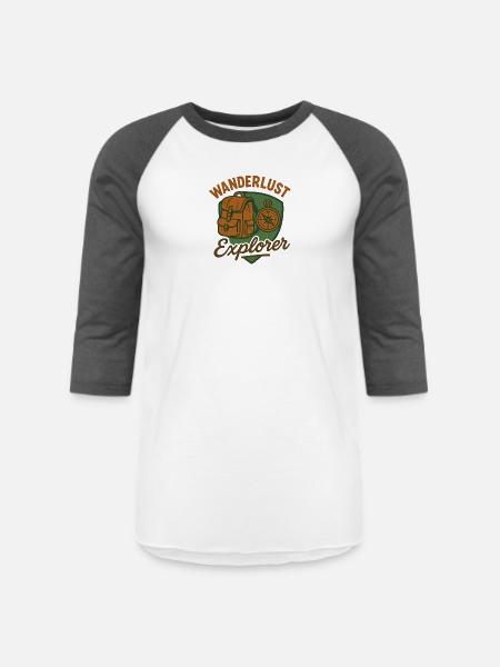 Wanderlust Explorer - Unisex Baseball T-Shirt - white/charcoal