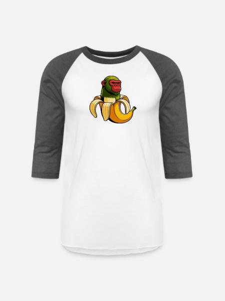 Chimpanzini Bananini Italian Brainrot Meme Art - Unisex Baseball T-Shirt - white/charcoal
