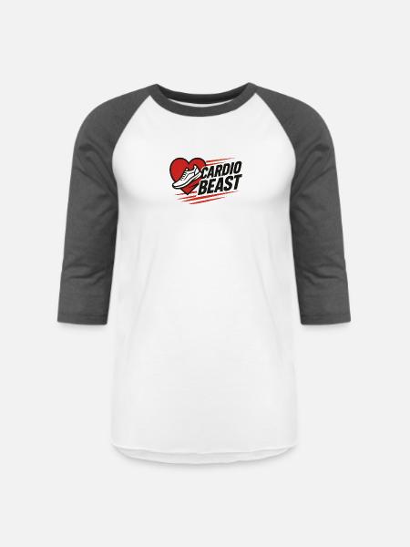 Cardio Beast Heartbeat Run Logo - Unisex Baseball T-Shirt - white/charcoal
