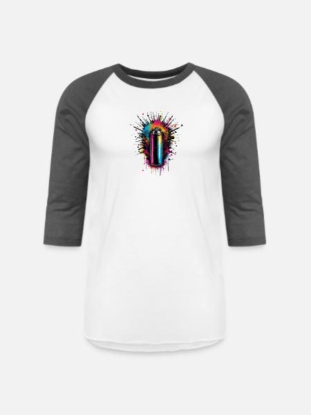 Vivid Spray Graffiti Burst - Unisex Baseball T-Shirt - white/charcoal