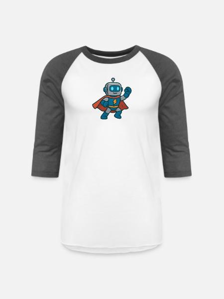 Robot Hero Lightning Cape - Unisex Baseball T-Shirt - white/charcoal