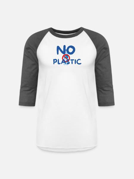 NO PLASTIC - Unisex Baseball T-Shirt - white/charcoal