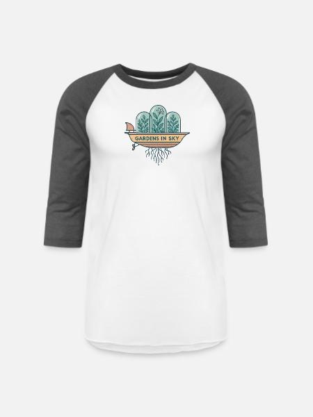 Gardens in Sky Terrarium Boat - Unisex Baseball T-Shirt - white/charcoal