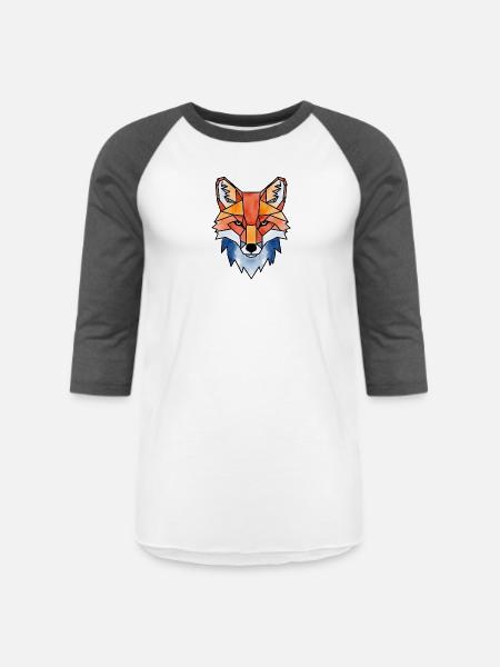 Polygon Fox - Unisex Baseball T-Shirt - white/charcoal