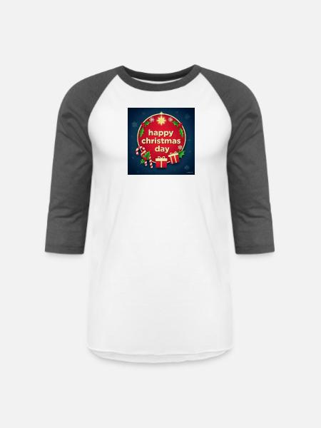 Happy Christmas Day Circle - Unisex Baseball T-Shirt - white/charcoal