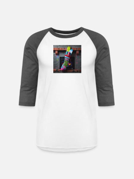 Naughty List Graffiti Sock - Unisex Baseball T-Shirt - white/charcoal