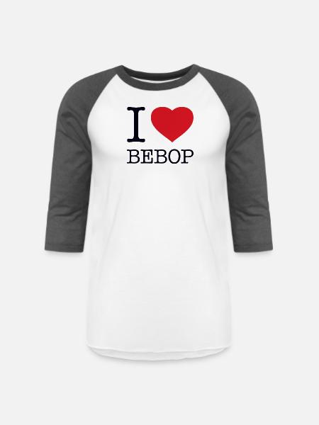 I love Bebop - Unisex Baseball T-Shirt - white/charcoal