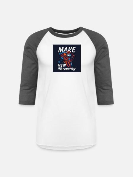 Make New Discoveries Skull Dive - Unisex Baseball T-Shirt - white/charcoal