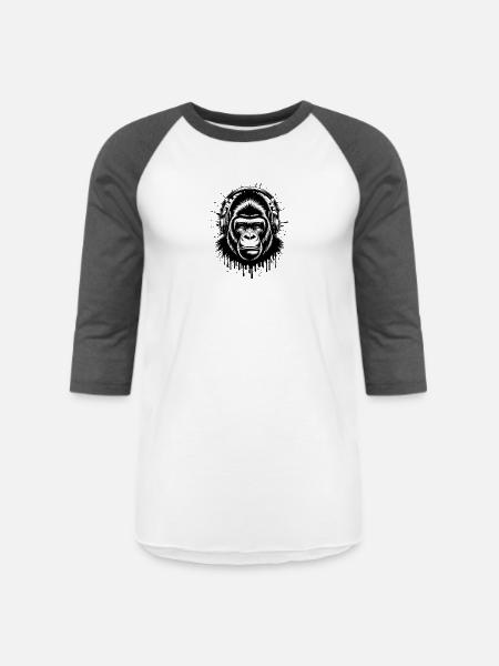 Gorilla DJ - Unisex Baseball T-Shirt - white/charcoal