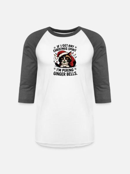 Grumpy Cat in Santa Hat - Unisex Baseball T-Shirt - white/charcoal