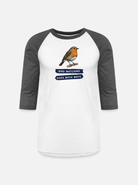 Bird Watching Goes Both Ways - Unisex Baseball T-Shirt - white/charcoal