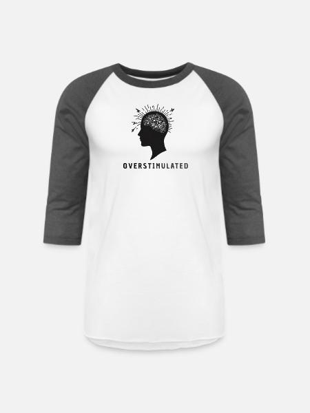 Overstimulated Brain Silhouette - Unisex Baseball T-Shirt - white/charcoal