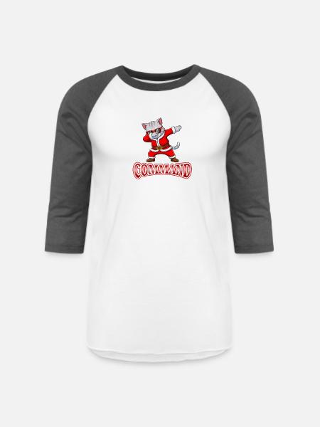 Dabbing Santa Cat Command - Unisex Baseball T-Shirt - white/charcoal