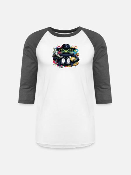 Bitcoin Frog Streetwear Art - Unisex Baseball T-Shirt - white/charcoal