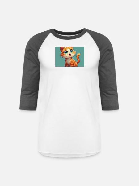 Happy Orange Tabby Kitten - Unisex Baseball T-Shirt - white/charcoal