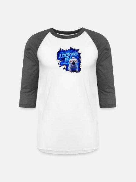 Locked In Pup Power - Unisex Baseball T-Shirt - white/charcoal