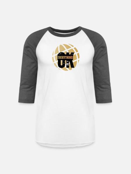Everything Will Be OK Globe - Unisex Baseball T-Shirt - white/charcoal