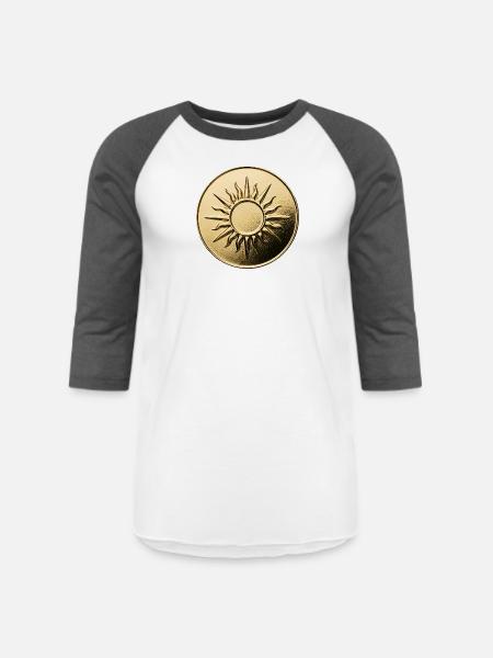 Golden Sunburst Emblem - Unisex Baseball T-Shirt - white/charcoal