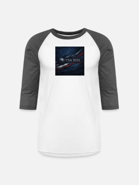 USA 2026 Soccer Emblem - Unisex Baseball T-Shirt - white/charcoal
