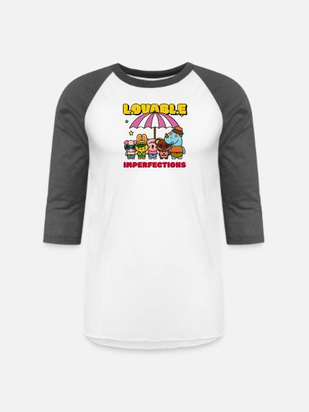 Lovable Hyperfections Umbrella Crew - Unisex Baseball T-Shirt - white/charcoal