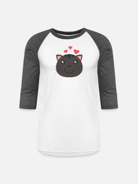 Heartfelt Cat Face - Unisex Baseball T-Shirt - white/charcoal