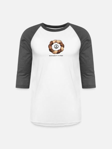 Humanity First Unity Circle - Unisex Baseball T-Shirt - white/charcoal