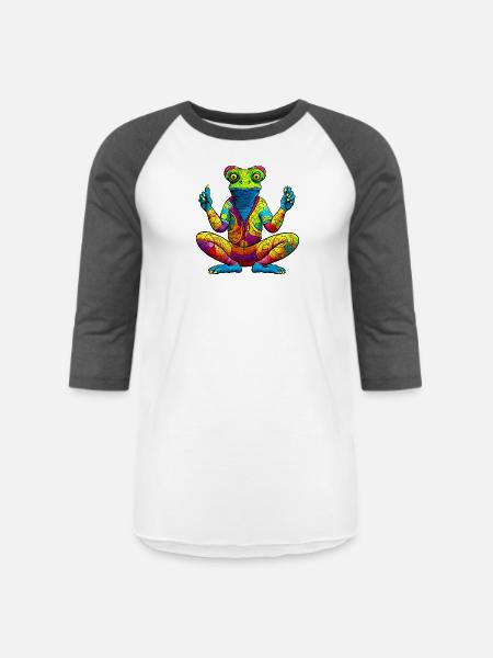 Chameleon Yoga - Unisex Baseball T-Shirt - white/charcoal