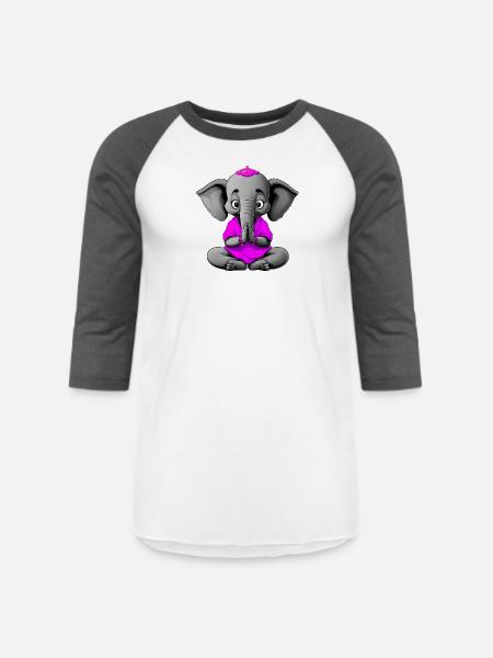 Yogi Elephant - Unisex Baseball T-Shirt - white/charcoal