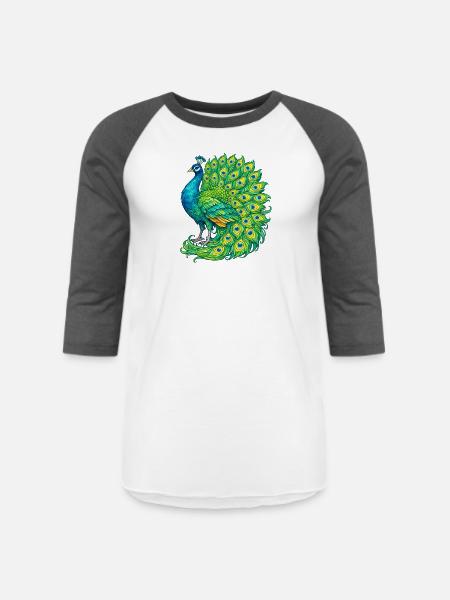 Vivid Peacock Cascade - Unisex Baseball T-Shirt - white/charcoal