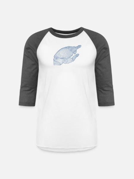 Geometric Hand Silhouette with Fractals - Unisex Baseball T-Shirt - white/charcoal