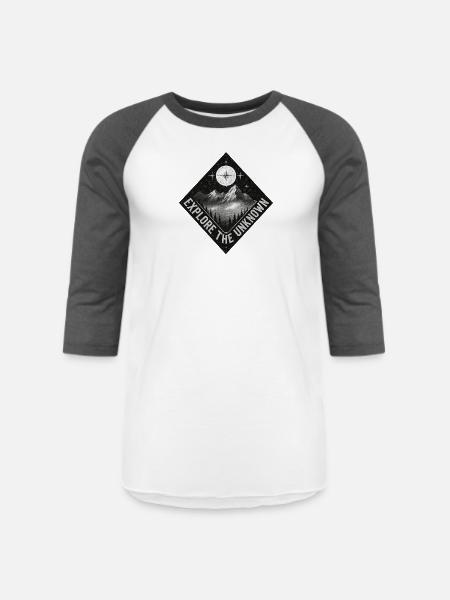 Explore the Unknown Patch - Unisex Baseball T-Shirt - white/charcoal
