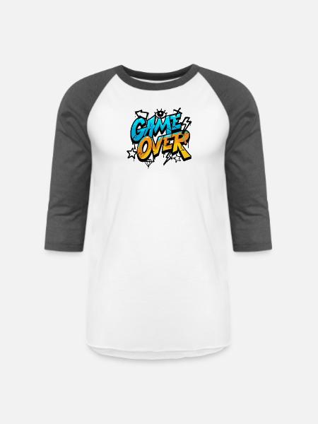 Game Over Neon Splash - Unisex Baseball T-Shirt - white/charcoal
