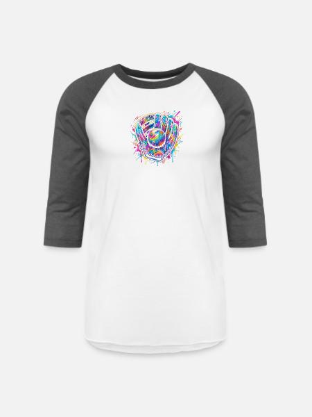 Neon Splash Baseball Glove Burst - Unisex Baseball T-Shirt - white/charcoal