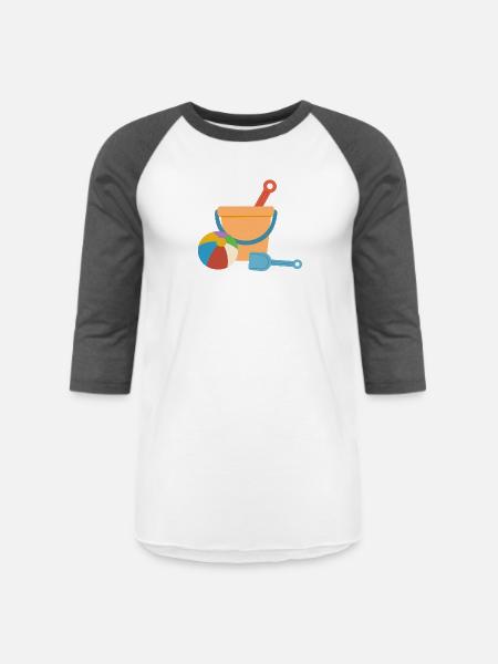 Beach Bucket Playset - Unisex Baseball T-Shirt - white/charcoal