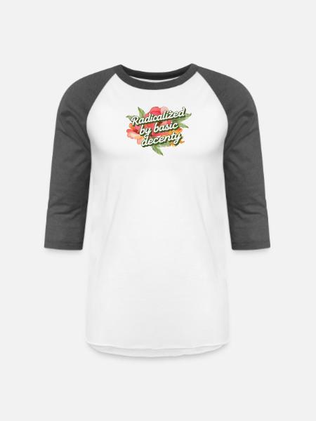 Radicalized by Basic Decency - Unisex Baseball T-Shirt - white/charcoal