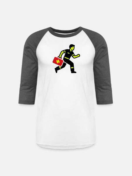 Paramedic Running First Aid Kit - Unisex Baseball T-Shirt - white/charcoal