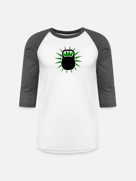 Green Sunburst Kettlebell Emblem - Unisex Baseball T-Shirt - white/charcoal