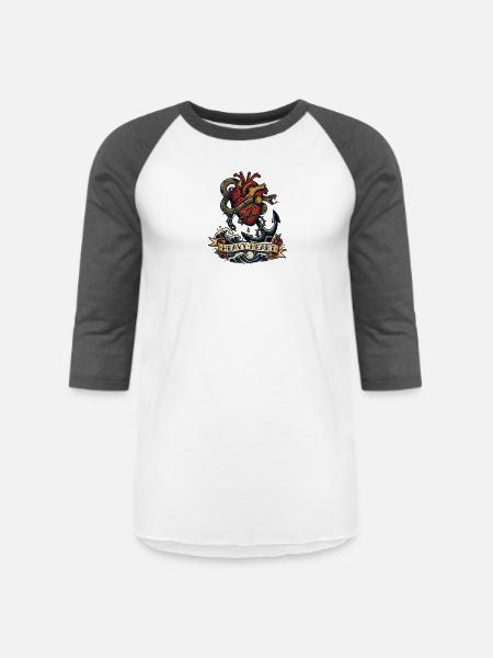 Heavy Heart Traditional Tattoo - Unisex Baseball T-Shirt - white/charcoal