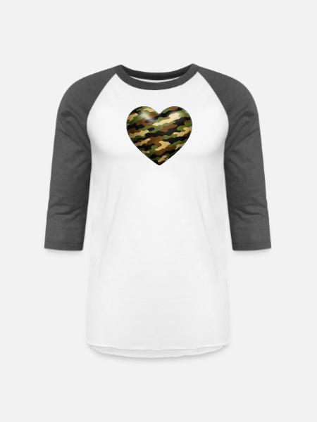 Camo Heart - Unisex Baseball T-Shirt - white/charcoal