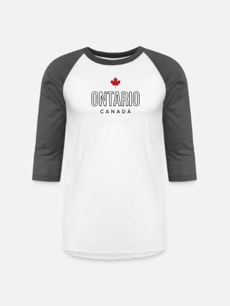 Maple Leaf Emblem on Bold Text - Unisex Baseball T-Shirt - white/charcoal